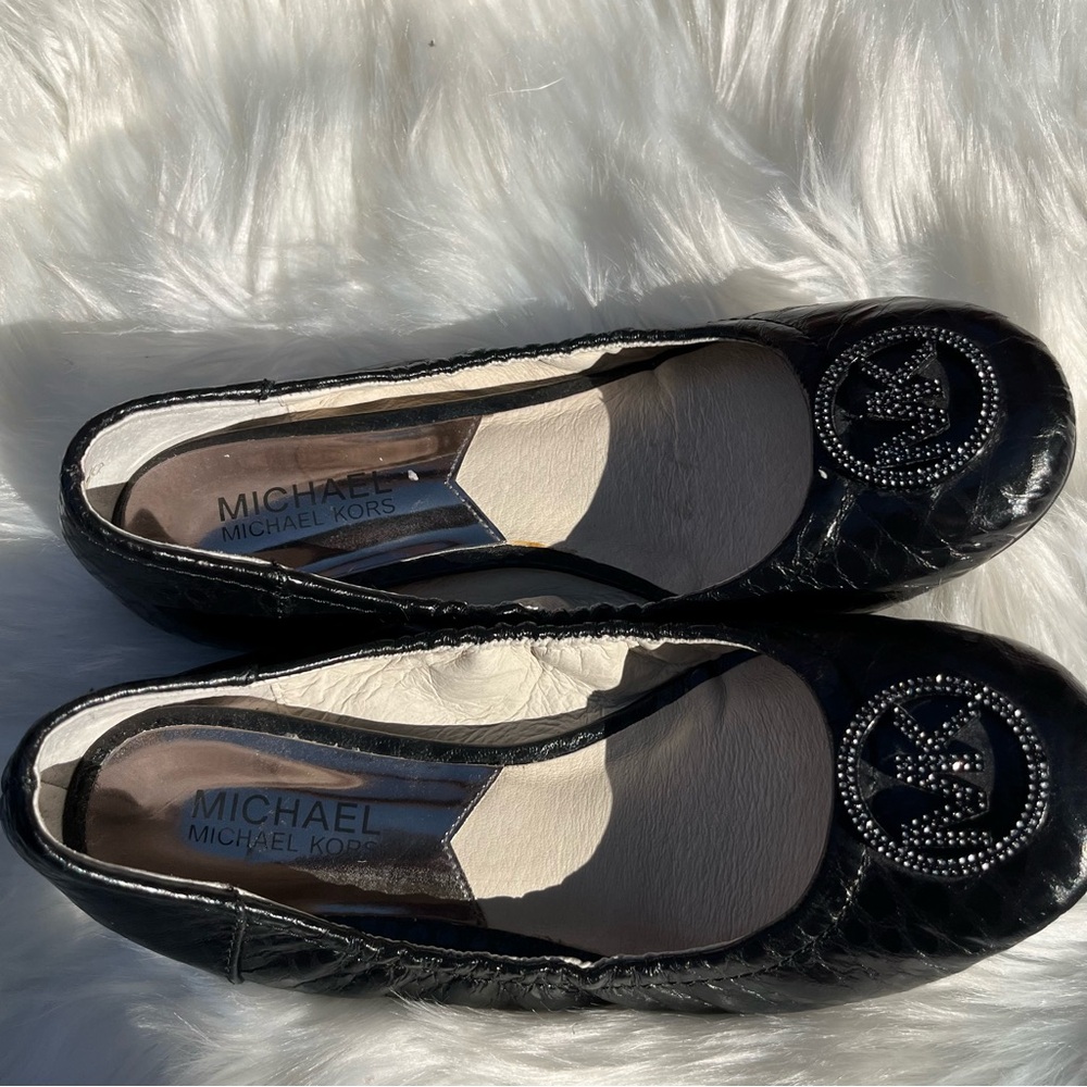 MICHAEL Michael Kors Fulton Black Quilted Leather Ballet Flats - Picture 7 of 11